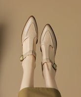 Brown Chunky Sheepskin Simple Splicing Sandals Hollow Out Pointed Toe